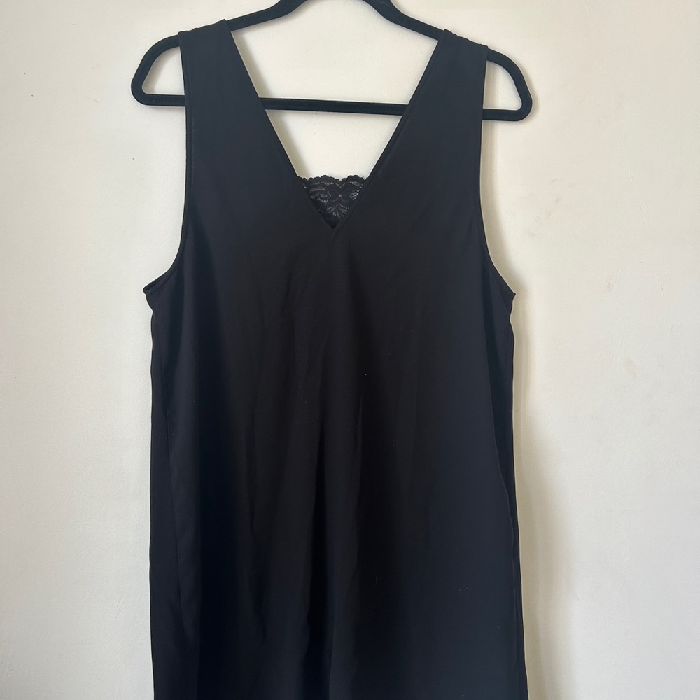 Black Sleeveless Dress with Lace Detail